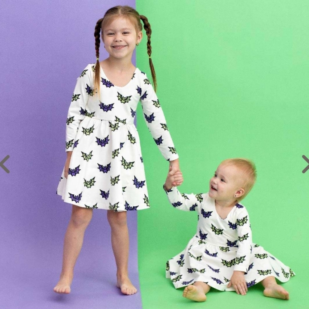 Monica + Andy Long Sleeve Let's Dance Dress in Halloween Bats | Size 4T